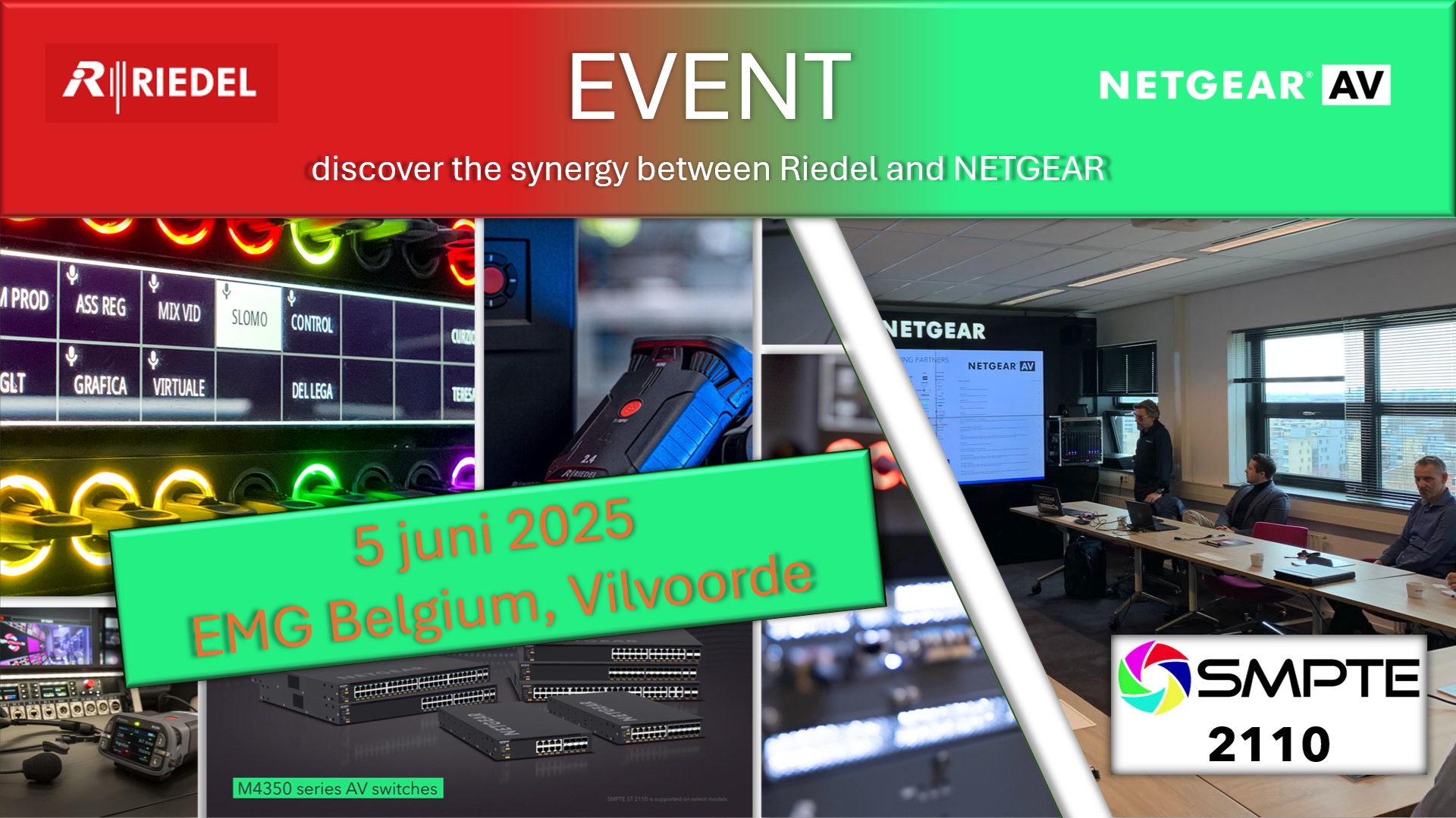 Event: Discover the synergy between Riedel and NETGEAR and gain knowledge about SMPTE2110: 5-6-25